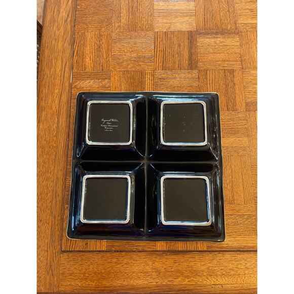 Raymond Waites " SAFARI " 15 " square 4 section condiment appetizer platter - Picture 8 of 9